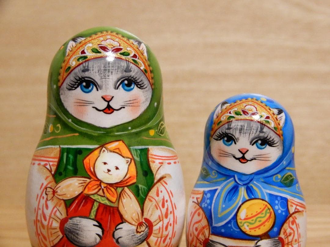 ロシア雑貨 マトリョーシカ ～ 虹色の猫・ねこ・ネコ ～ 7ピース 作家