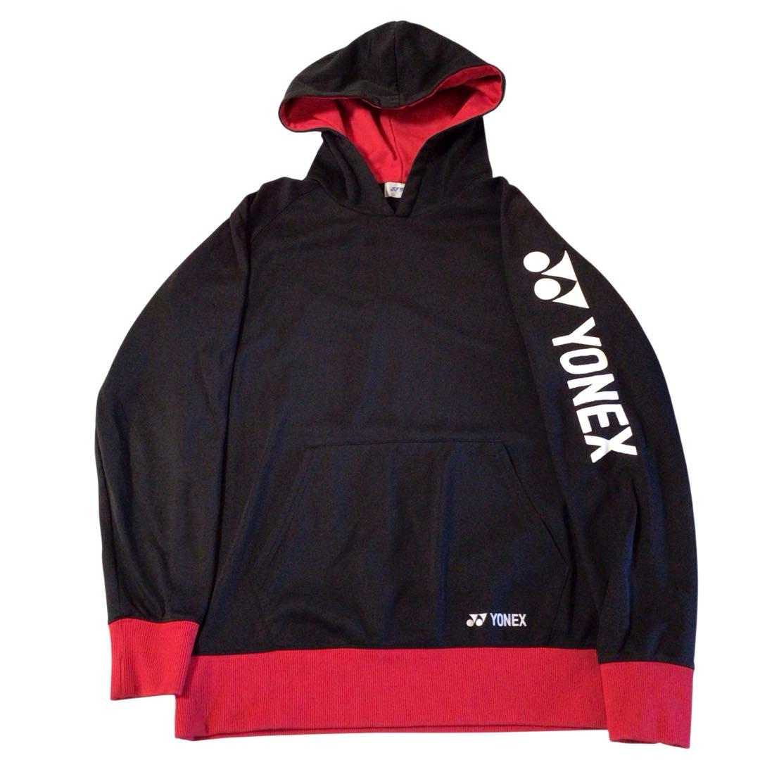 YONEX 袖ロゴ スウェットパーカー黒赤 L - メルカリ