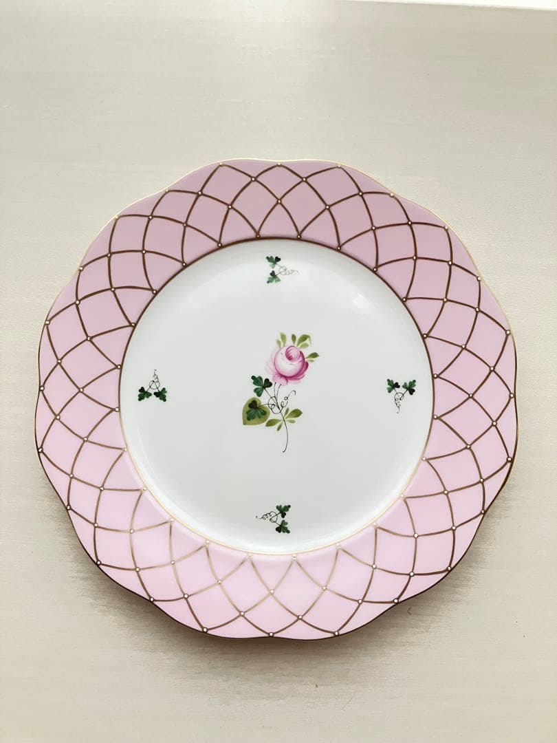 HEREND ヘレンド　メモリアルローズ　デザートプレート　美品 エデン・ローズドラジェ] デザートプレート