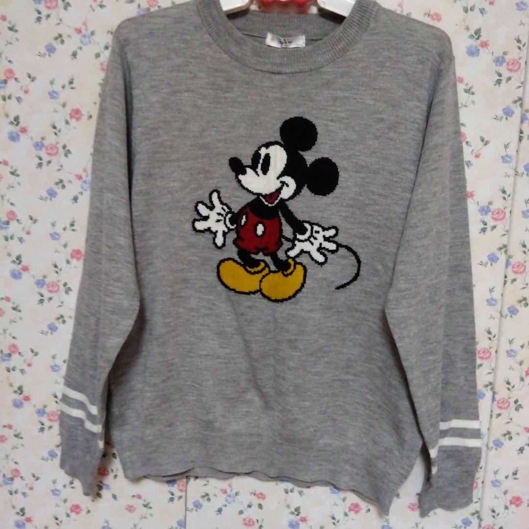 ミッキーマウス ニットセーター グレー - メルカリ