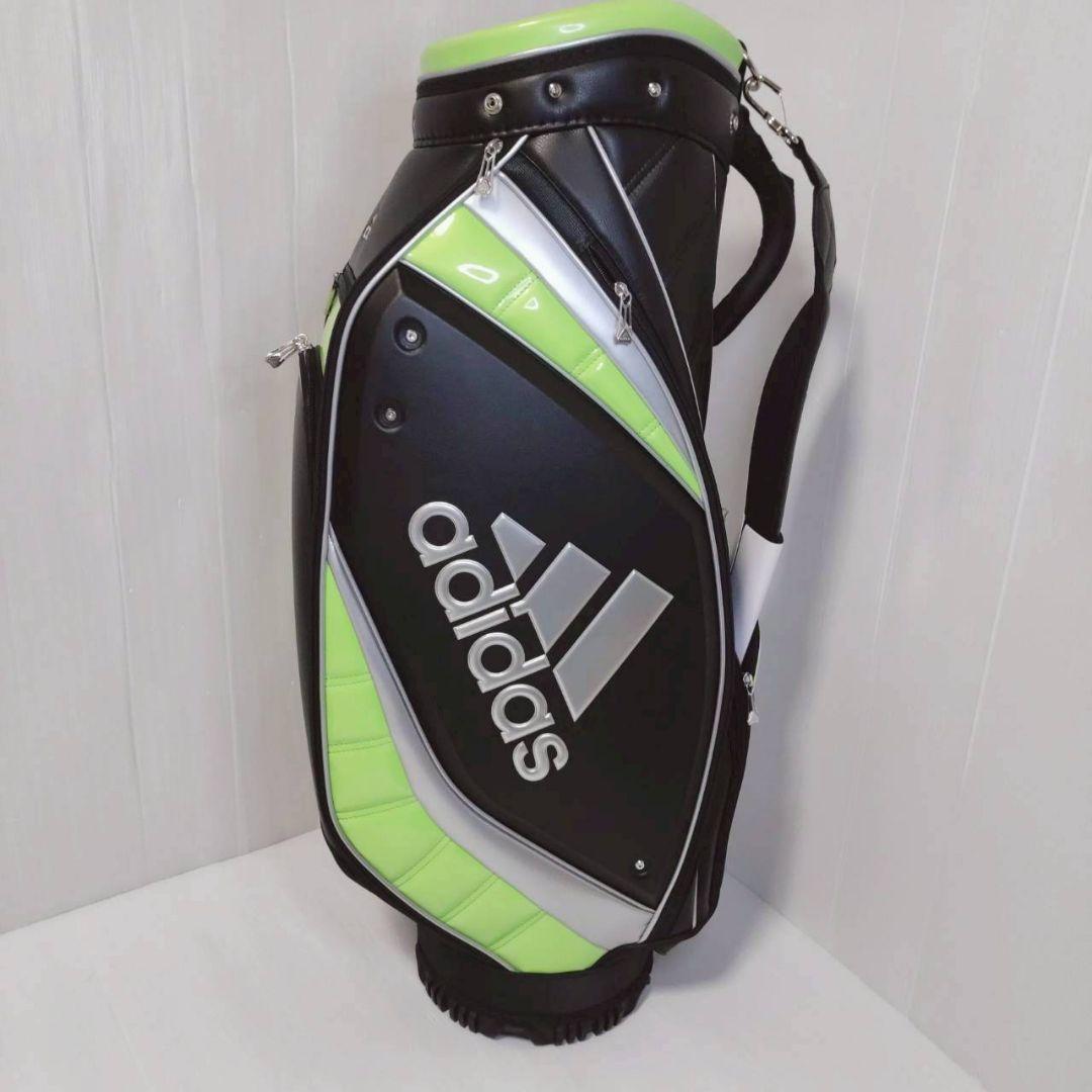新品未使用】アディダス キャディバッグ AWU25 ブラック/緑 9.5型