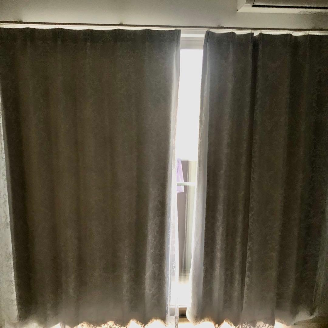 ブリスルシーラ H1780W1000 ホワイトライトグレーレースドレープ既製