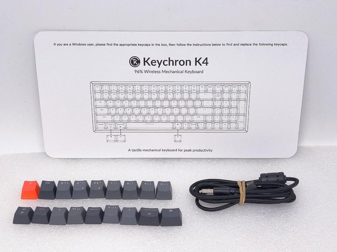 動作確認済】Keychron K4 V2 ワイヤレスメカニカルキーボード 茶軸