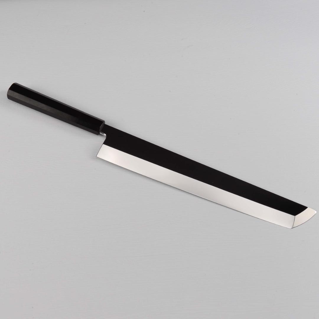 7794鱧切り 骨切り包丁 尺寸 ウルトラ鏡面仕上げ刺身包丁 黒檀黒水牛角八角柄 7794鱧切り 骨切り包丁 尺寸 ウルトラ鏡面仕上げ刺身包丁 黒檀黒水牛角
