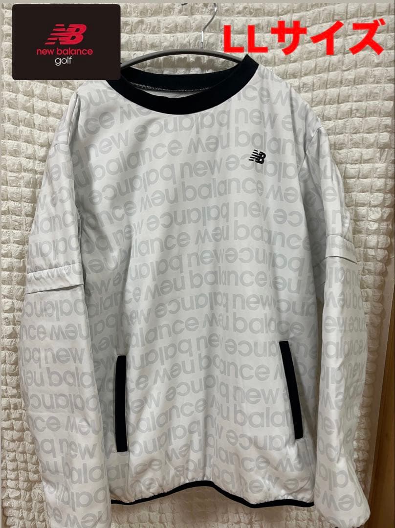【超美品❣️】ニューバランスゴルフ 2WAY中綿ジャケット 白　ロゴ総柄 New Balance Golf（ニューバランスゴルフ） ニューバランス ゴルフ