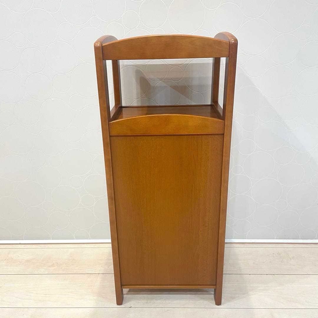 オールドカリモク】 ラタン 電話台 チェスト 籐扉 レトロ 木製キャビネット