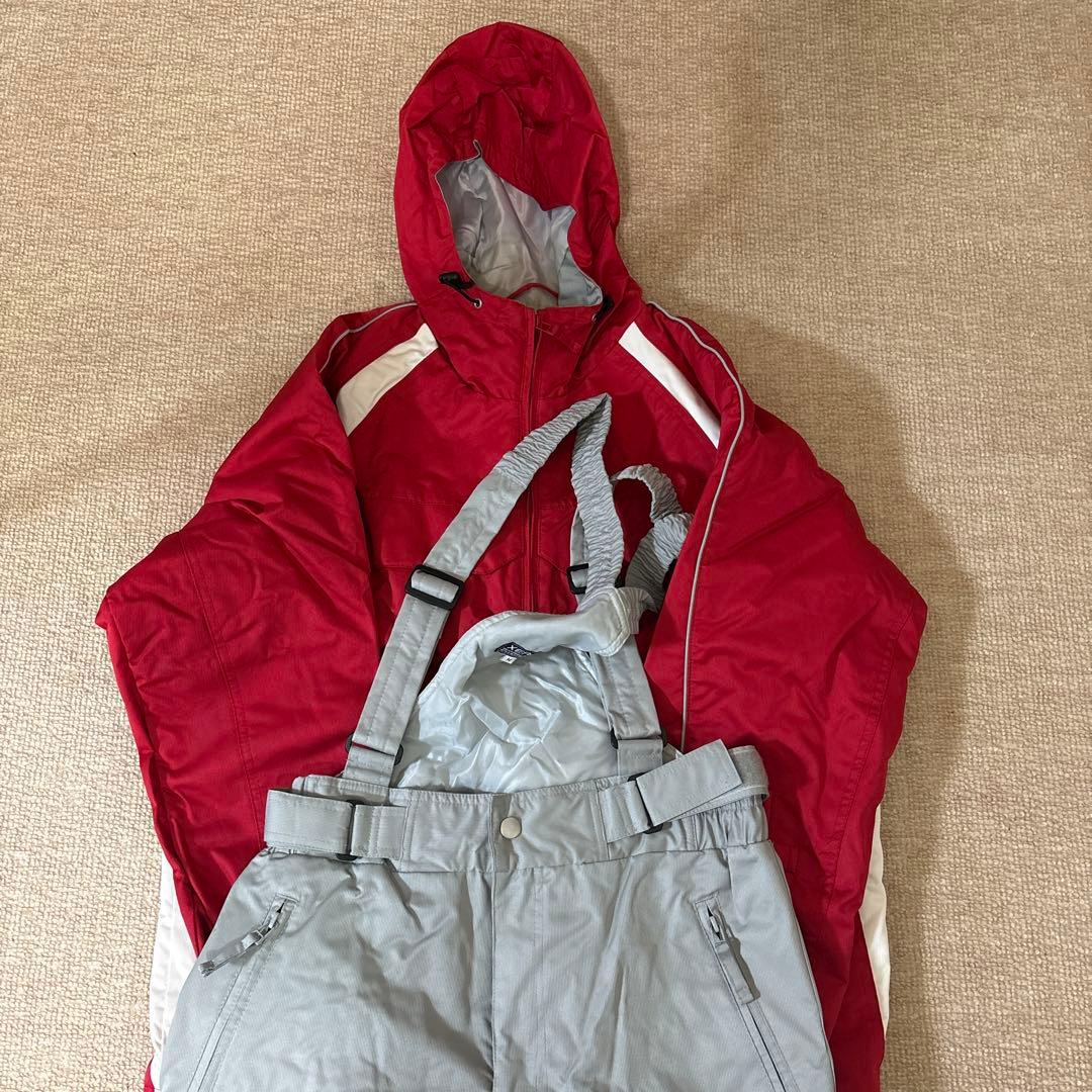 女性用スキーウェア 上下セット 赤/グレー　XERES 楽天市場】スノーボードウェア 上下セット スキーウェア レディース