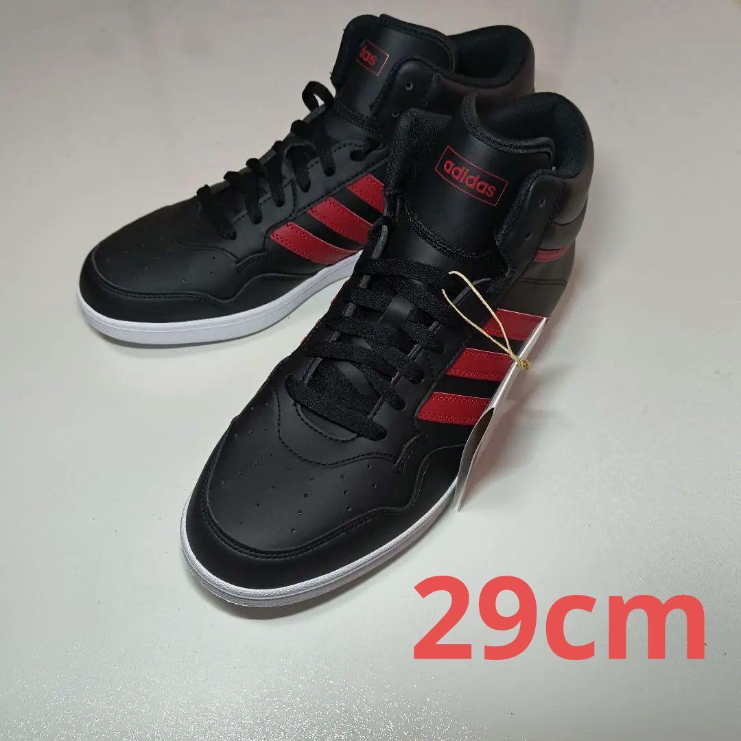 adidas ハイカットスニーカー ブラック/レッド - メルカリ