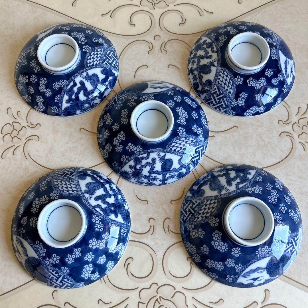 有田焼 賞美堂 其泉窯 古伊万里 蓋付き碗揃 5客セット 丼ぶり 染付