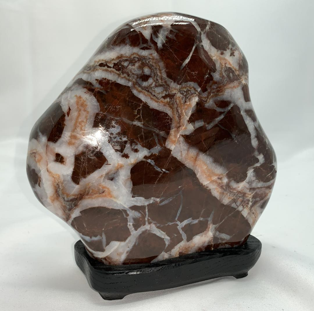 専用 雷光石 雷石 根尾 鑑賞石 水石 磨き石 木製台座つき - メルカリ