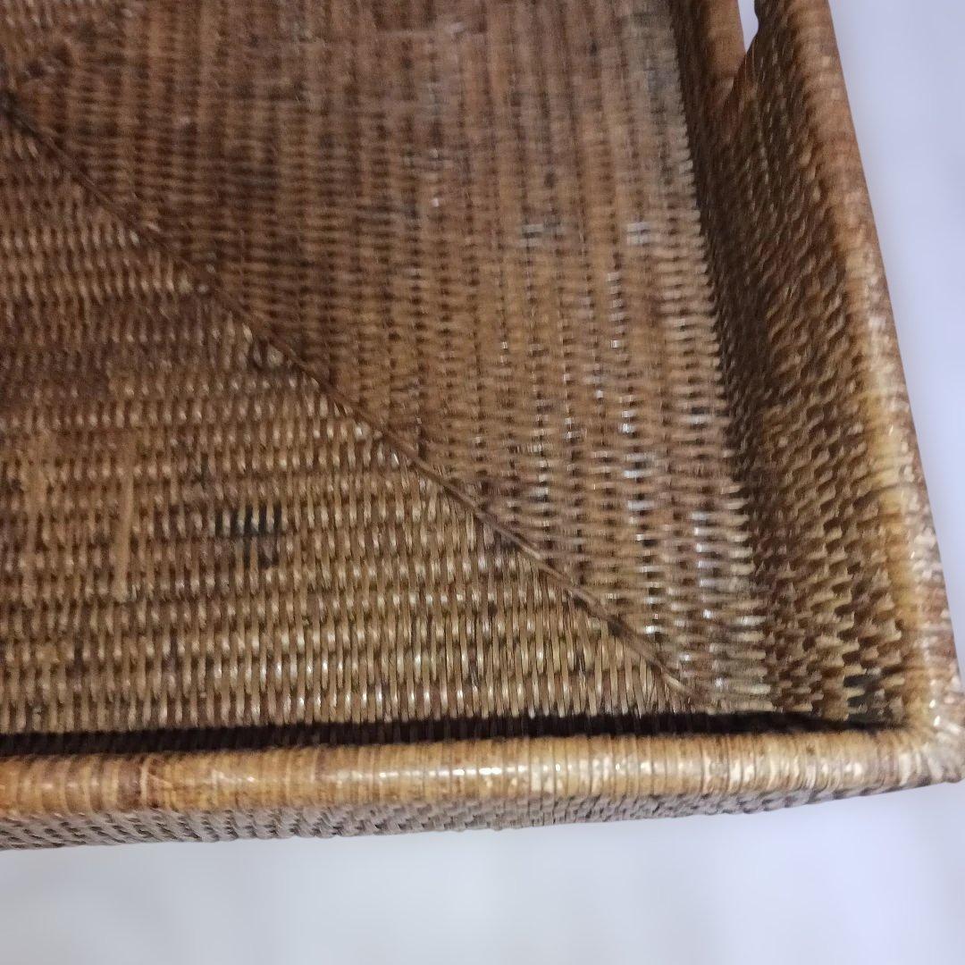 極美品 ラタン バトラーズトレーテーブル 天然素材 折りたたみ