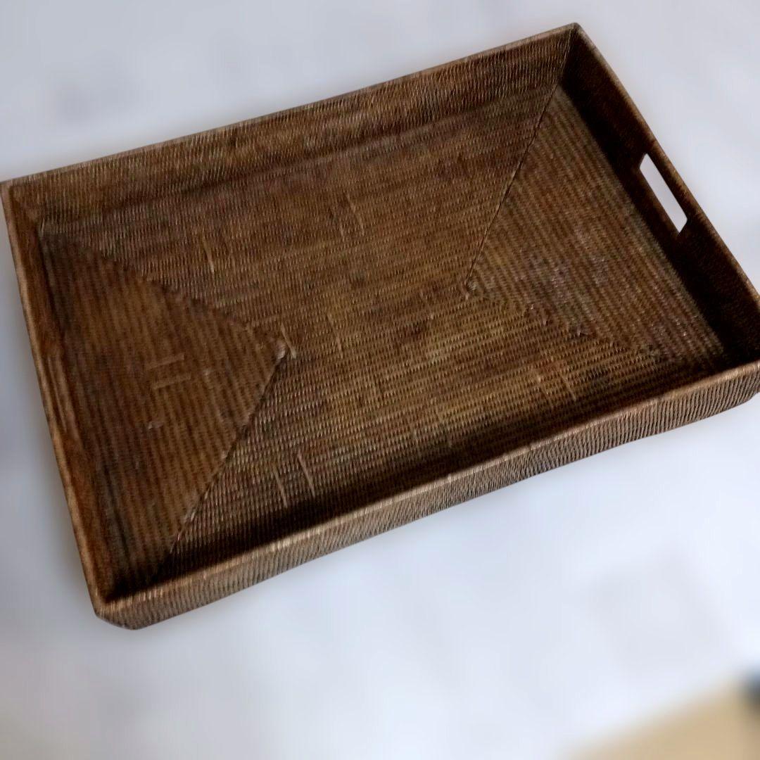 極美品 ラタン バトラーズトレーテーブル 天然素材 折りたたみ