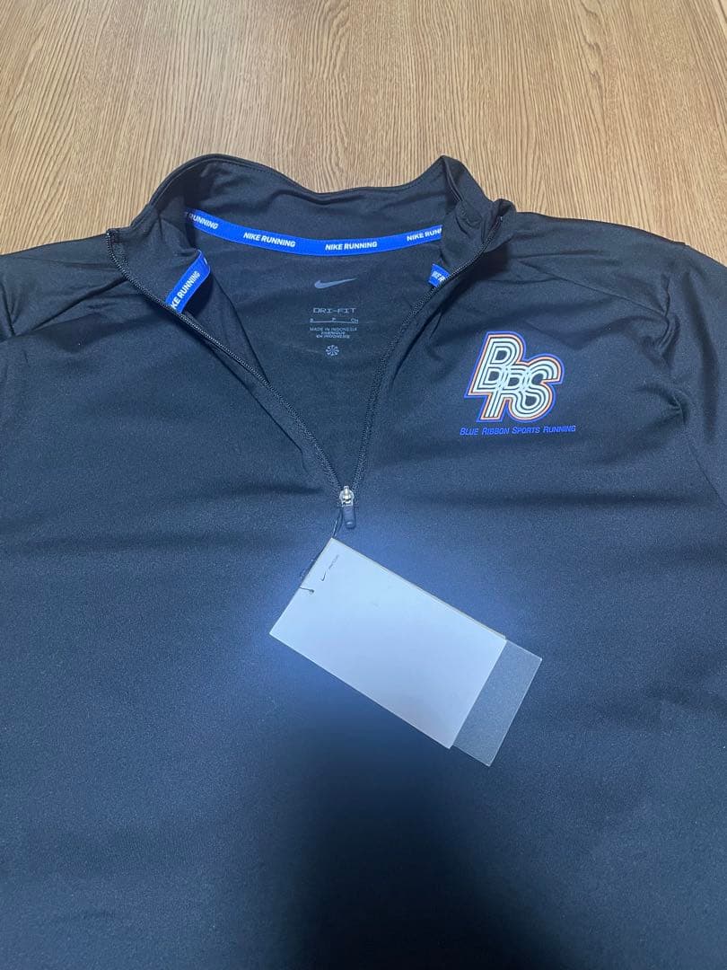 M 新品 ナイキ ランニング エレメント ハーフジップ ブルーリボン 黒