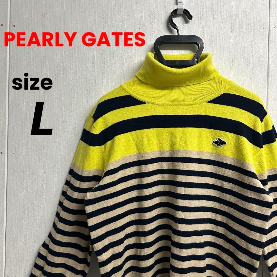 PEARLY GATES パーリーゲイツ ボーダー タートルネック ニット L