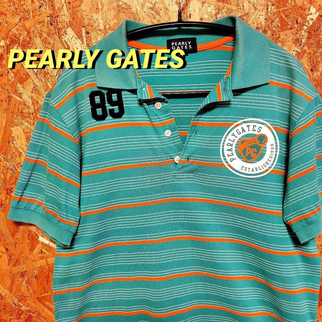 PEARLY GATES パーリーゲイツ」 鹿の子ボーダーターコイズポロシャツ
