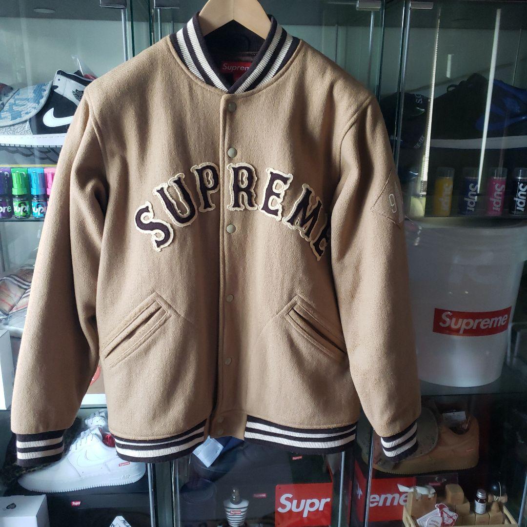 supreme 2005 スタジャン ヴァーシティジャケット Tan ベージュL