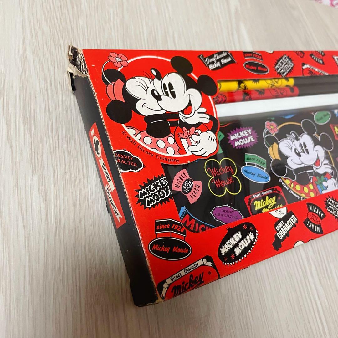 希少未使用】80s ミッキーマウス 文房具セット 昭和レトロ 当時物 筆箱
