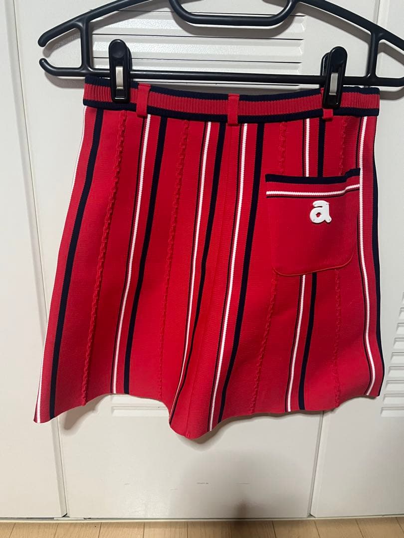 archivio ストライプスカート サイズ38 ARCHIVIO アルチビオ ニットスカート ストライプ柄 ブルー系 38 ゴルフ