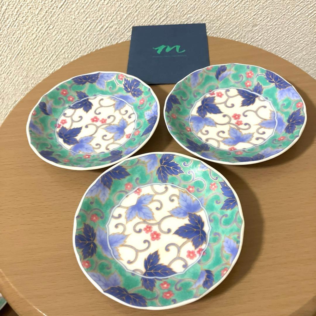 前畑陶器 庫山窯 銘々皿揃 5枚セット 七宝彩 取り皿 色絵唐草 小皿 和