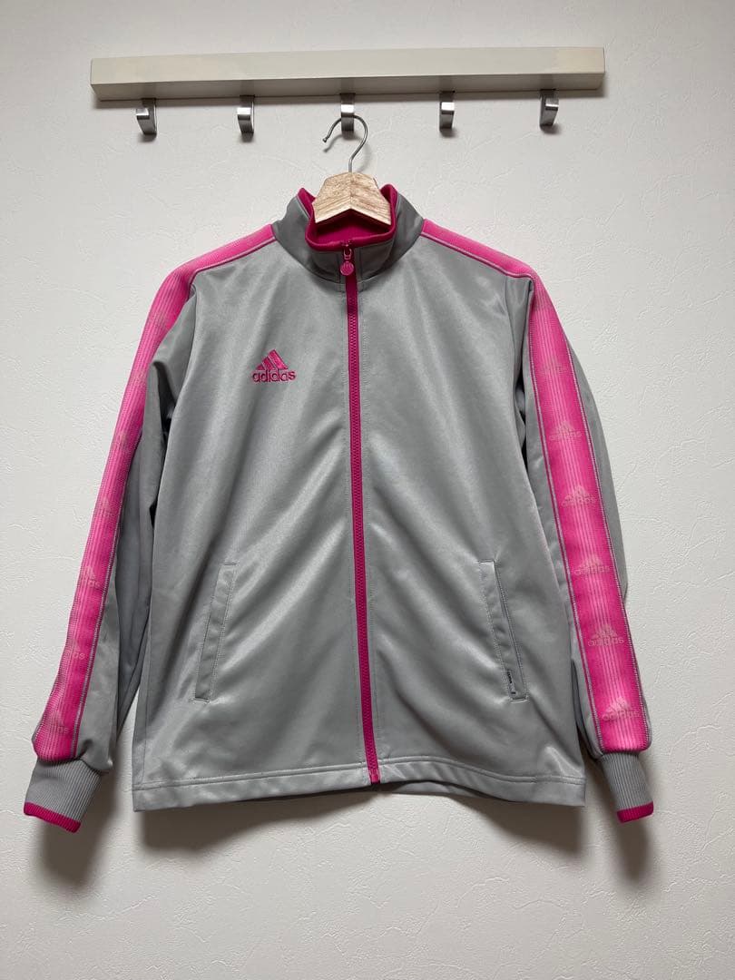 adidas CLIMLITE レディースジャージセットアップグレー/ピンク上下