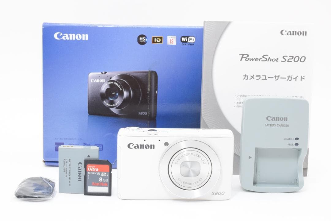 【美品】Canon PowerShot S200 ホワイト　動作確認済 Canon デジタルカメラ PowerShot S200(ホワイト) F値2.0 広角24mm 光学