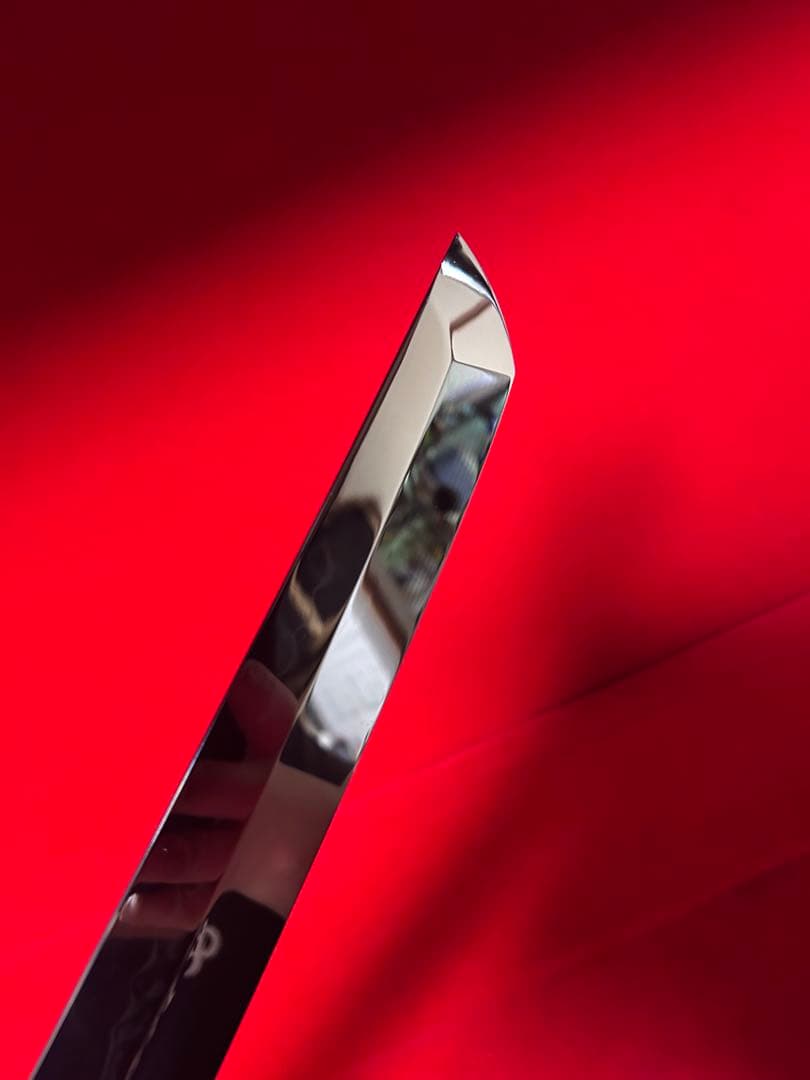 No.01420 包丁 先丸 水本焼 白鋼 富士山満月波紋 完全鏡面仕上げ 箱付