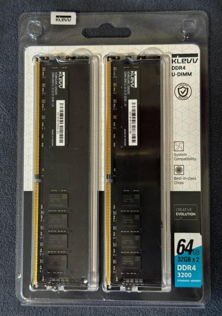 メモリー KLEVV DDR4 3200 64GB (32GB x 2) ヤマダモール | エッセンコアクレブ KLEVV デスクトップPC用 メモリ