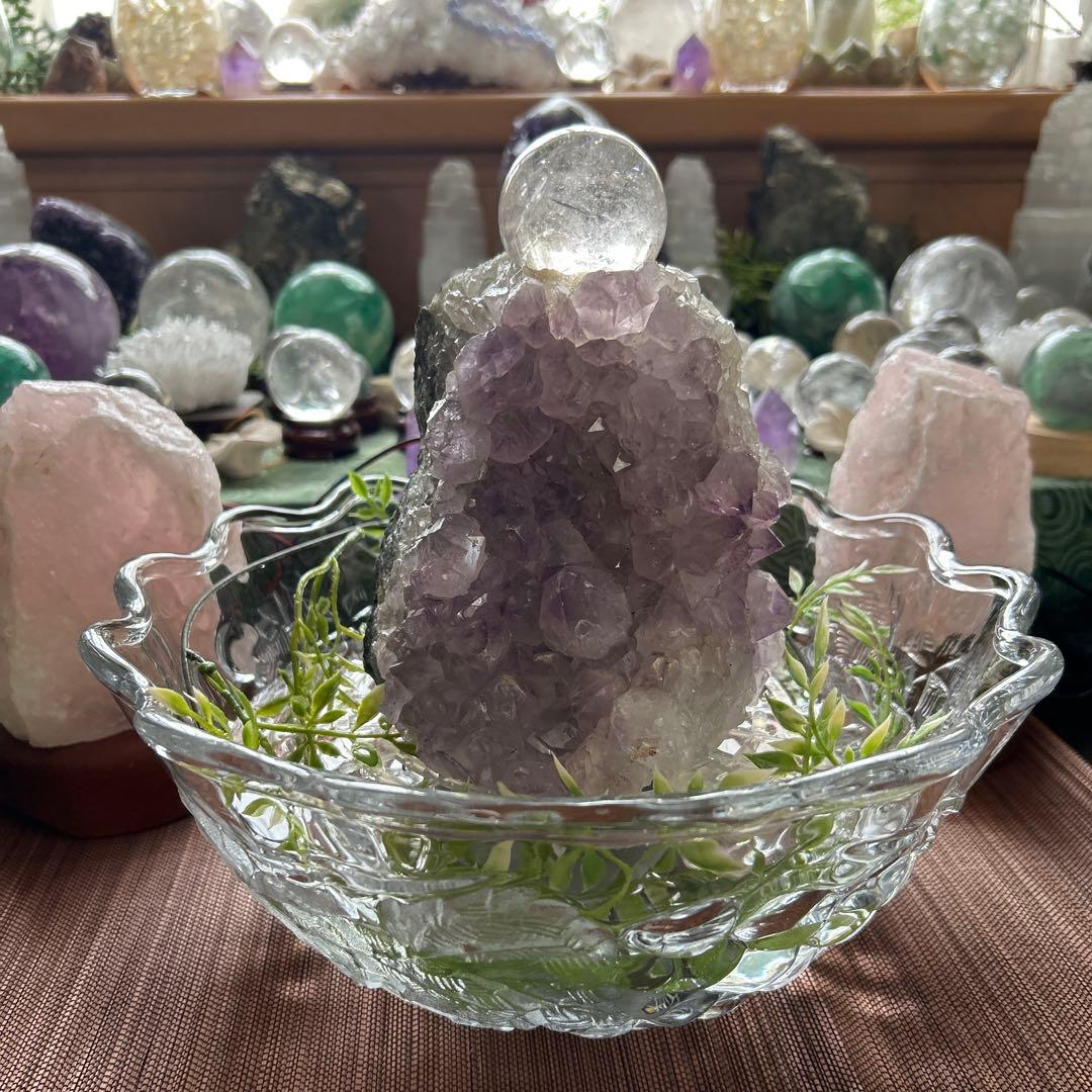 ✨破格✨絶品‼️アメジスト☆噴水☆天然石☆ファウンテン☆高さ24㎝⭐︎秘蔵品⭐︎レア⭐︎