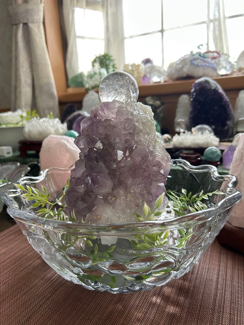 ✨破格✨絶品‼️アメジスト☆噴水☆天然石☆ファウンテン☆高さ24㎝⭐︎秘蔵品⭐︎レア⭐︎