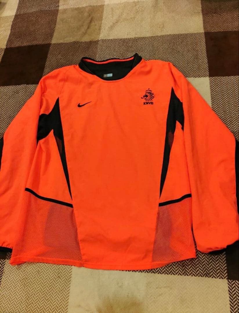 2002選手用オランダ代表長袖ユニフォームオーセンティック オランダ代表 サッカーユニフォーム メンズ SIZE L オレンジ