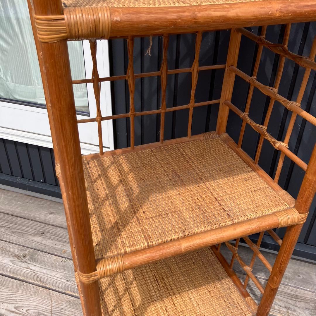 昭和レトロ アーチ型 3段ラタンラック オープンシェルフ 飾り棚