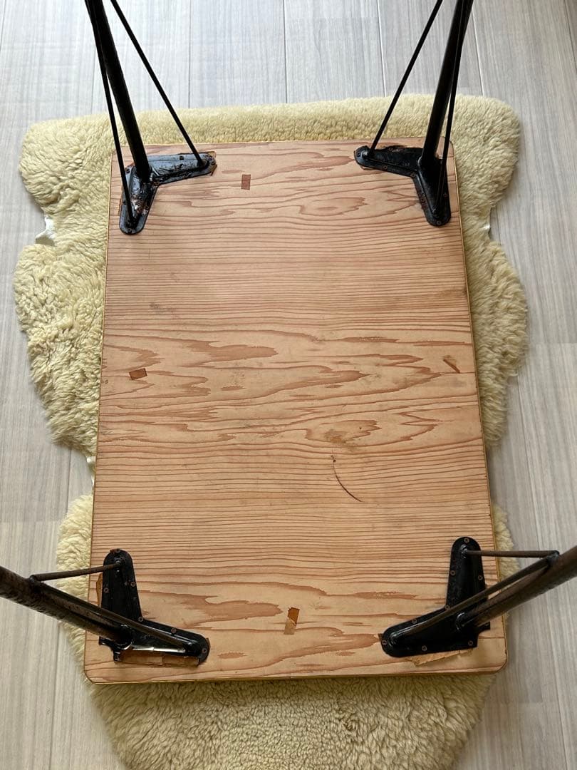 昭和レトロ ポップ 花柄 鉄脚テーブル ヴィンテージ 作業台 ダイニング