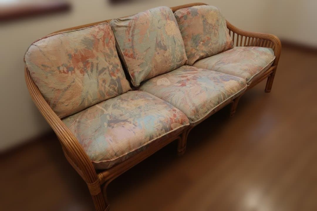 ラタンソファ 3人掛け 楽天市場】ソファ3点セット ラタン ソファー カウチ クッション グレー