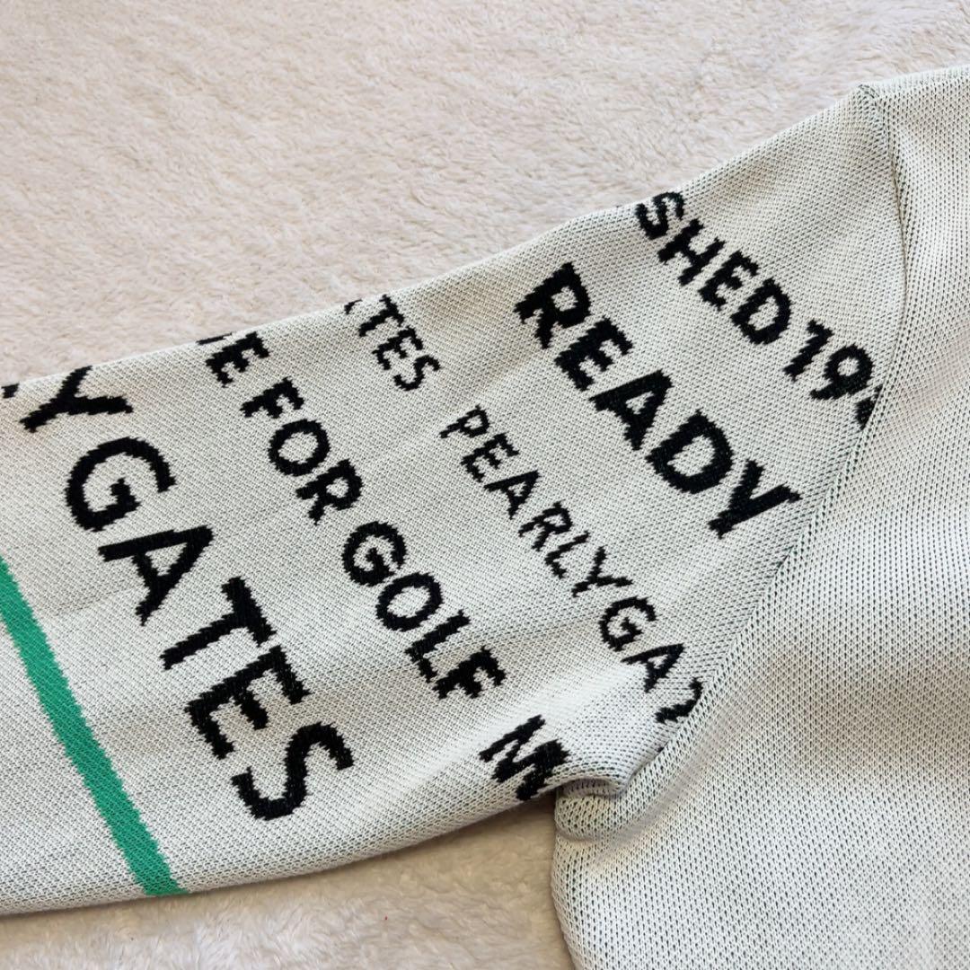 極美品 2024年 パーリーゲイツ コットンビーム バイヤスロゴ ニット 白