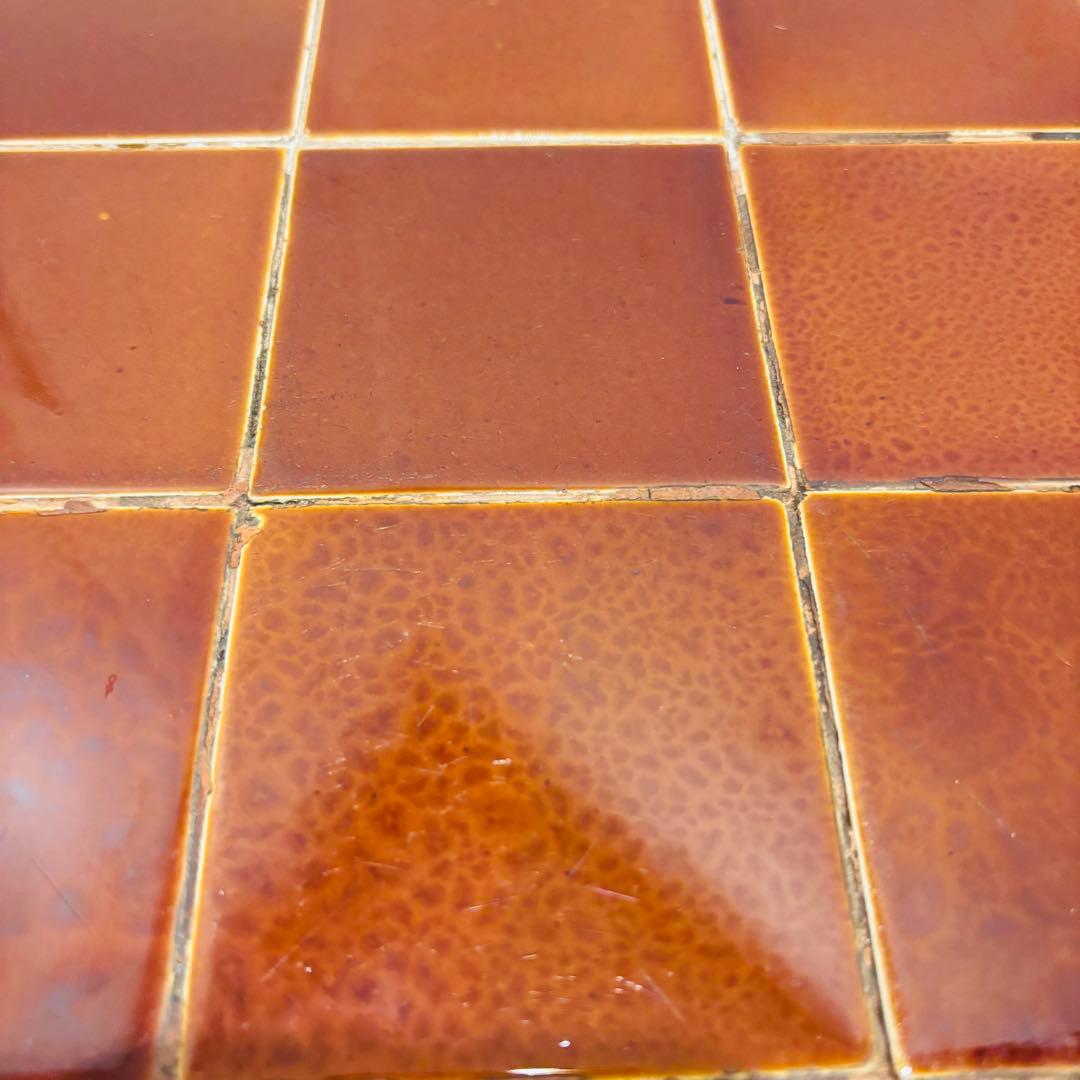 美品 瀬戸焼タイルトップ 戦前アンティークテーブル 大正浪漫 和製家具