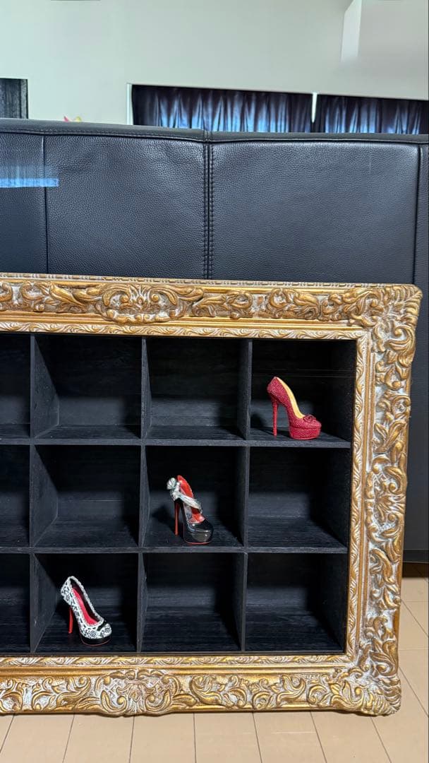 ◆IDEA購入、クラッシック飾り棚 コレクション棚/ゴールドフレーム /サロン◆ オープンラック 幅91cm 大理石調棚板 ゴールドフレーム LCC-4619-MWH