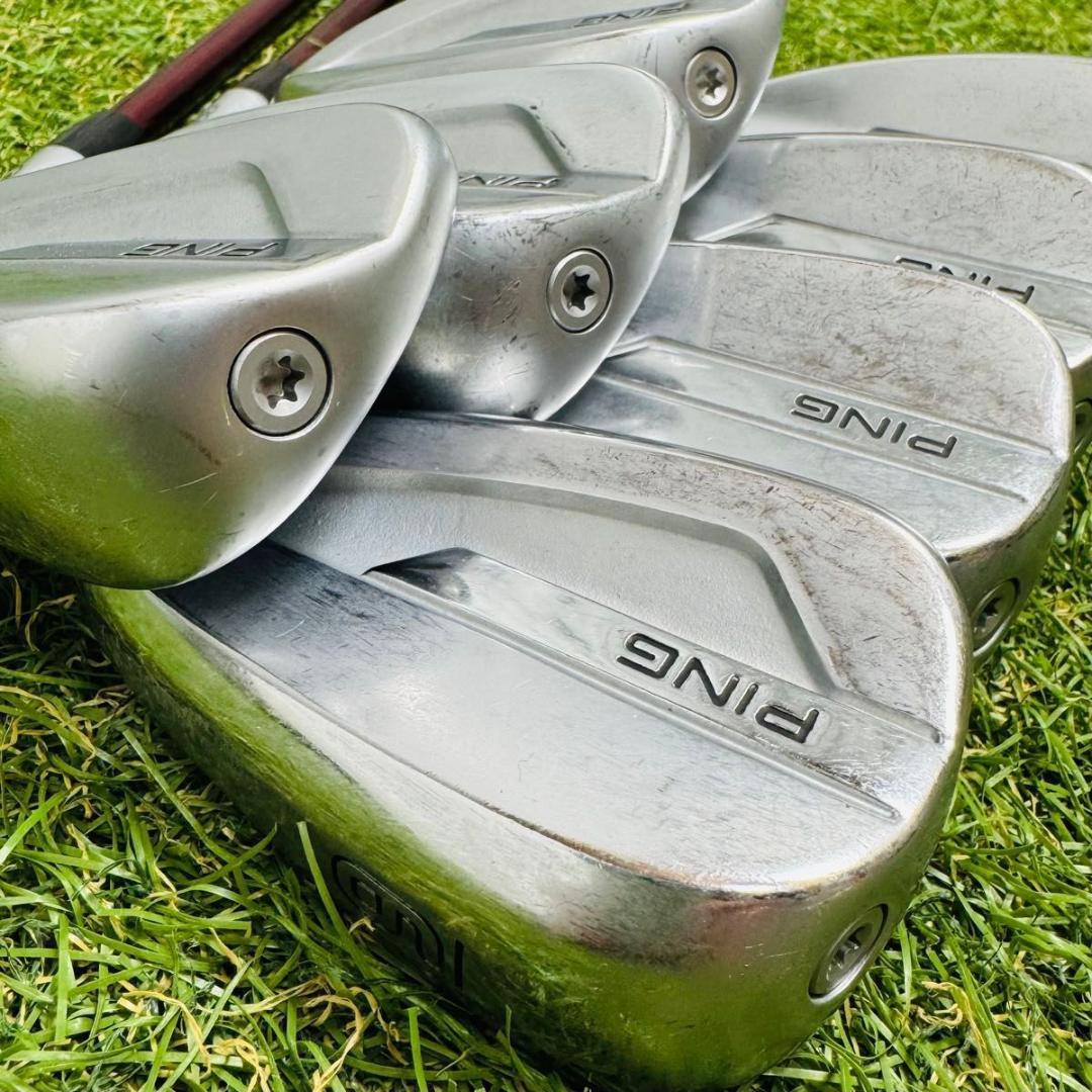 良品】初心者推奨 ピン G700 黒ドット メンズアイアンセット 7本 R