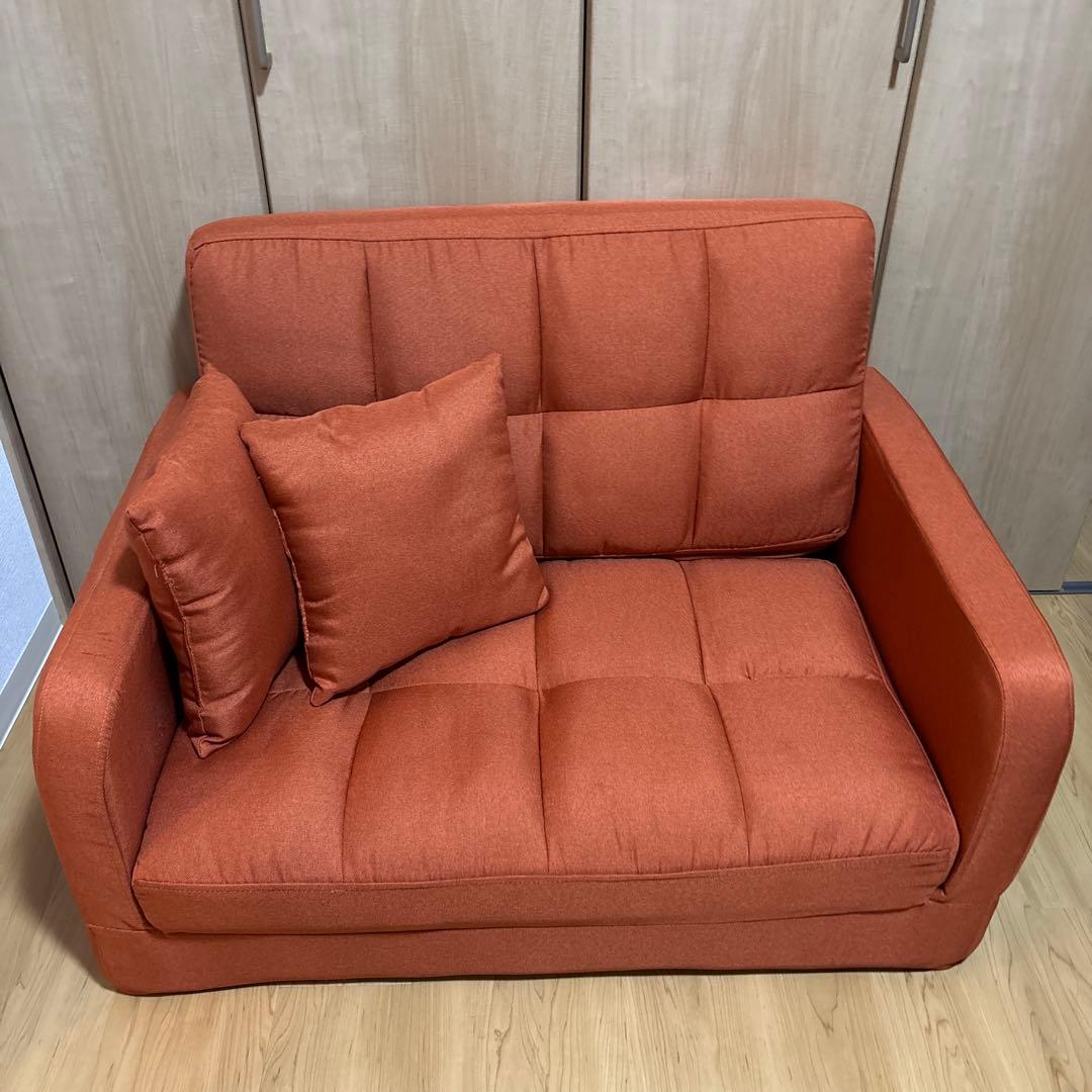 ソファベッド　オレンジ 3人掛けのソファベット 【オレンジ（PVCレザー）】 [幅181] ｜ソファ
