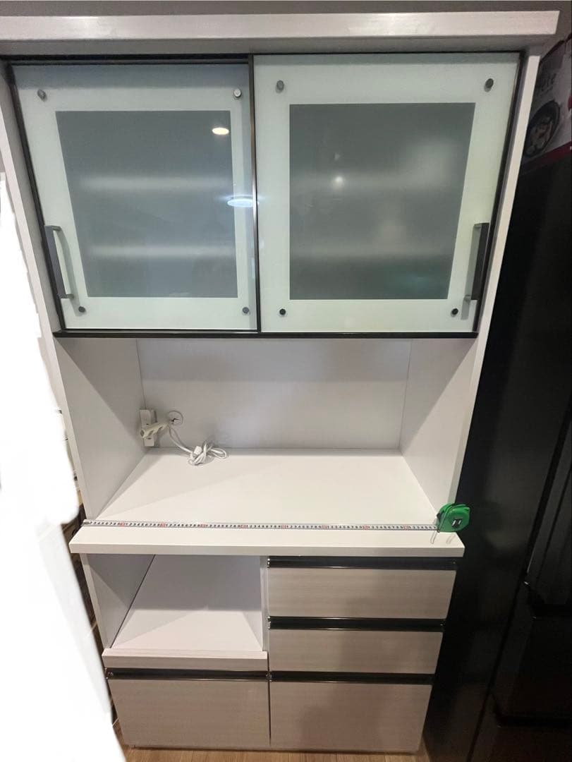 ホワイト食器棚 ガラス扉付き 中型　湯川家具 ホワイト食器棚 ガラス扉付き 中型 湯川家具 ホワイト食器棚 ガラス扉