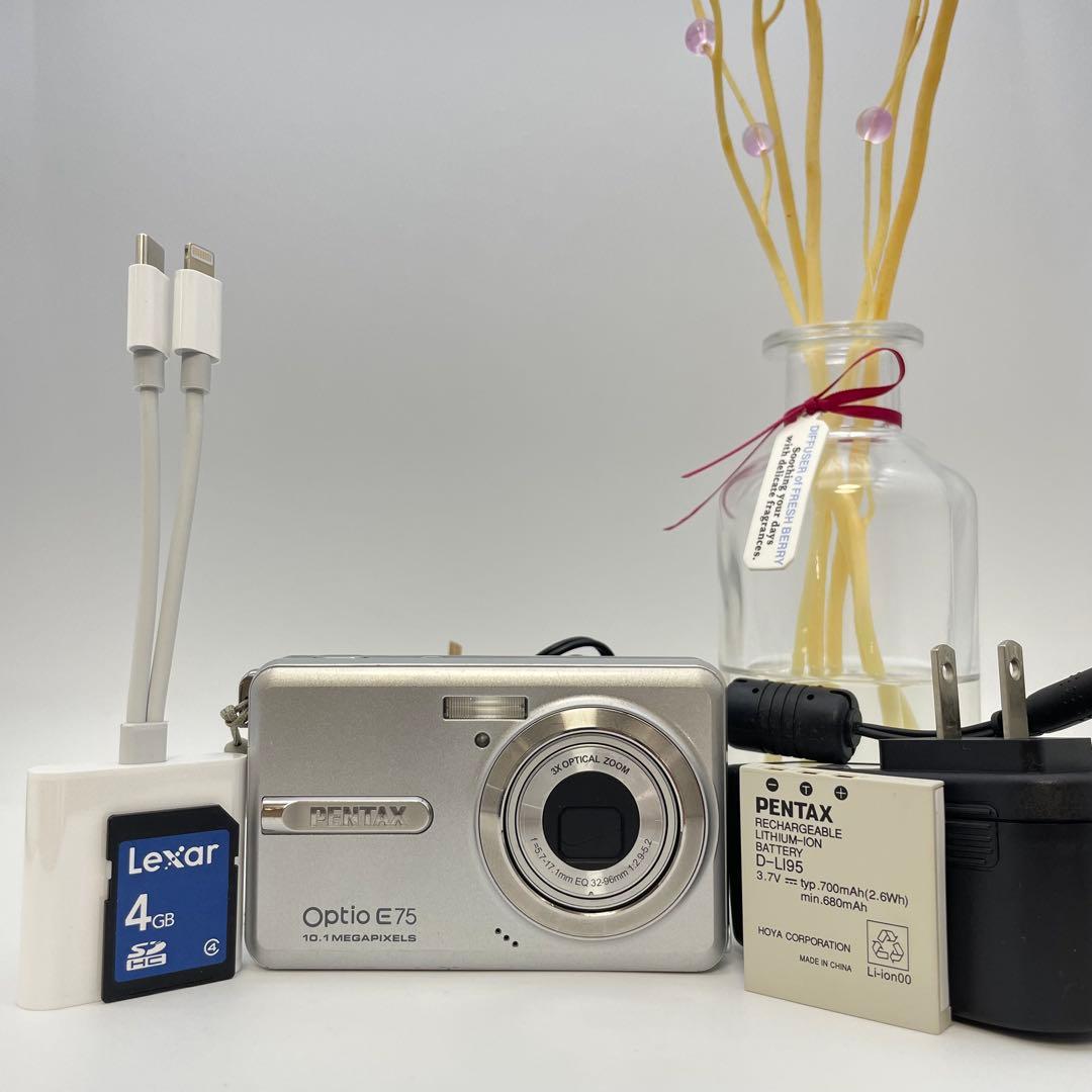 動作確認済✨PENTAX Optio E75✨スマホ転送OK 可愛いコンデジ♪ - メルカリ