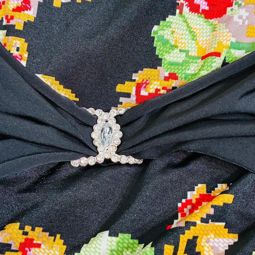 美品】イチオク 社交ダンス ドレス ワンピース 花柄 ローズ ティアード