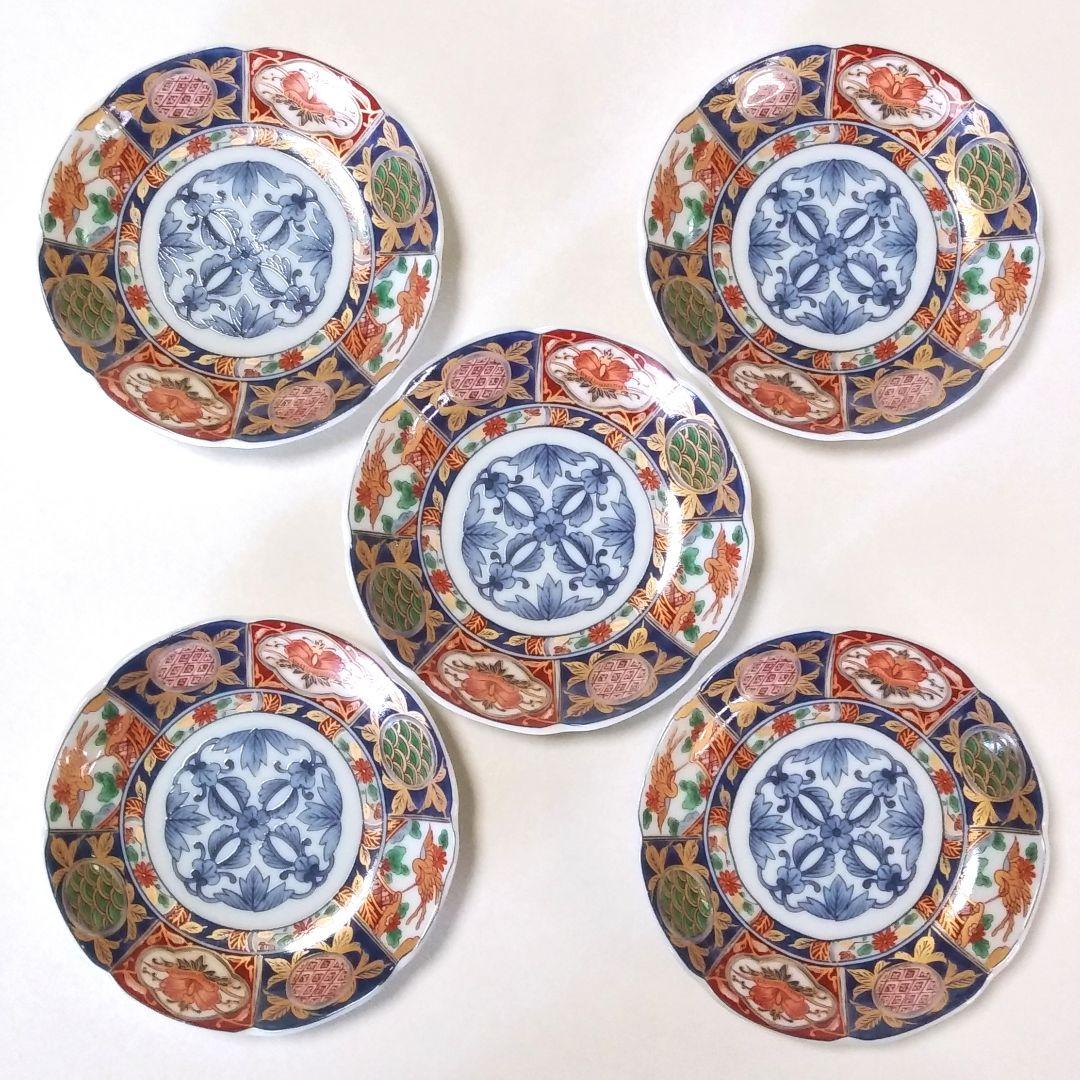 有田焼 龍峰窯 林斎 金彩 染錦 古伊万里 花鳥文様 銘々皿 小皿 取り皿