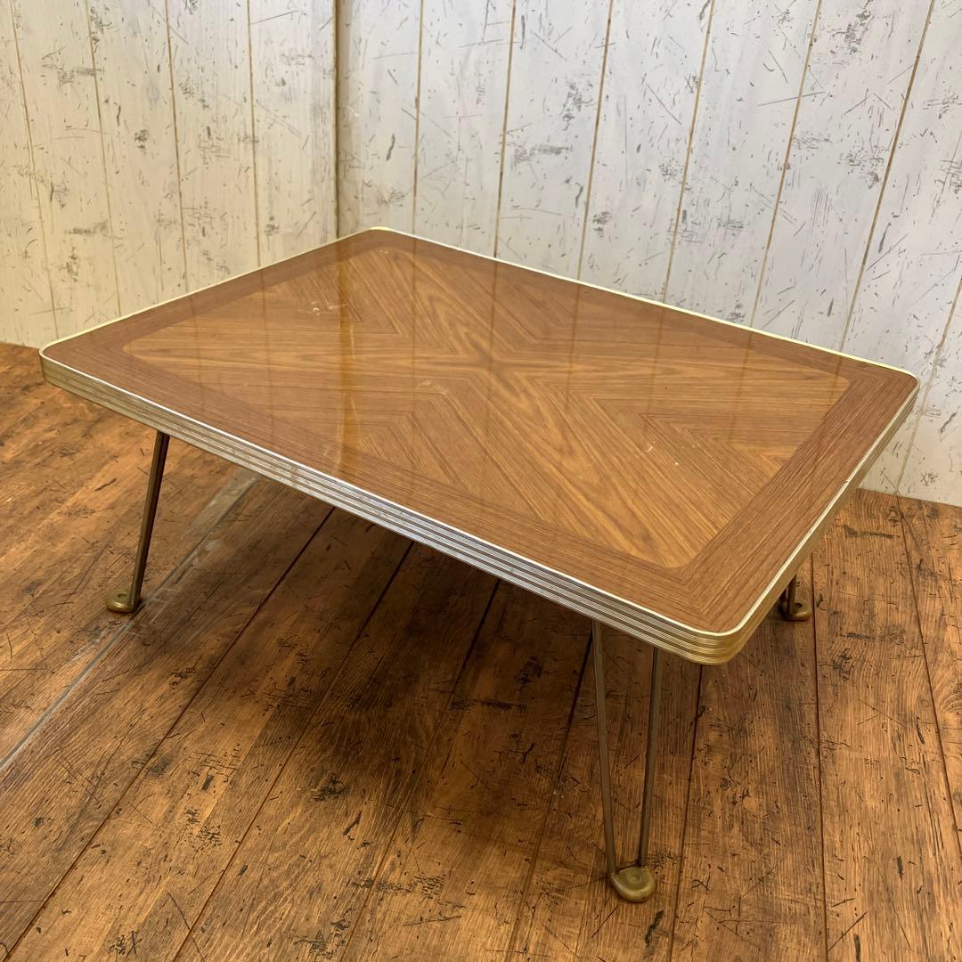 昭和レトロ 木製天板 折りたたみ テーブル フォールディングテーブル