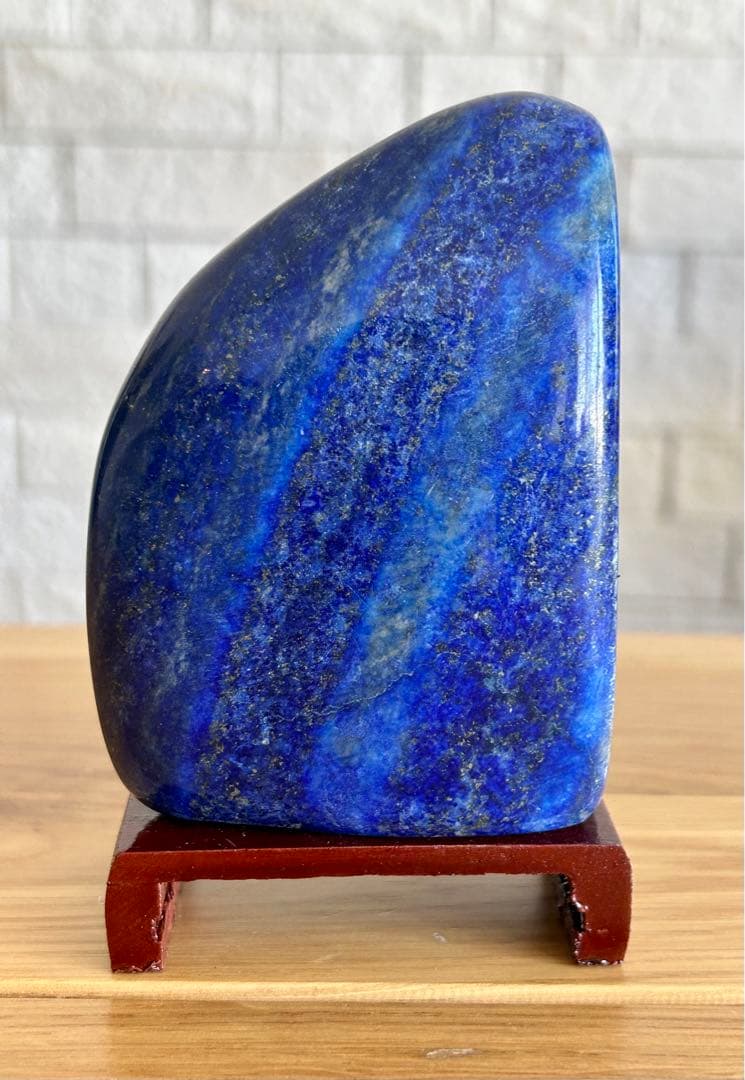ラピスラズリ　磨き石　原石　491g アフガニスタン産]ラピスラズリ磨き原石/フリーフォーム（置物