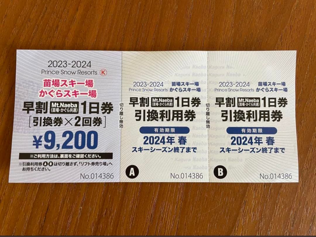 苗場・かぐらスキー場共通1日リフト券2回分(2名)