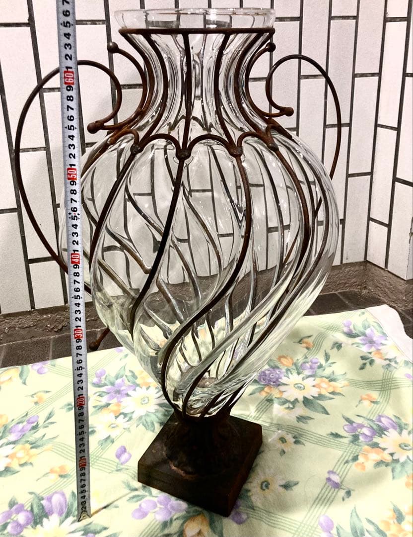 アンティーク ガラス製 アンフォラ 花瓶 フラワーベース 67cm