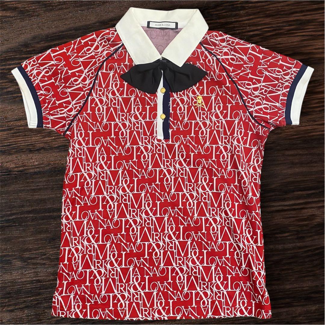 MARK&LONA 半袖ポロシャツ S ゴルフウェア リボン 赤 - メルカリ