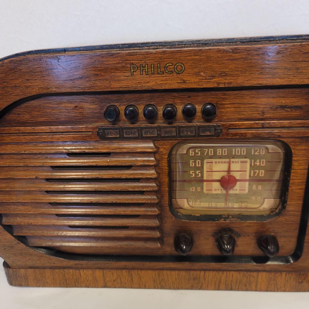 美品 アメリカ ヴィンテージPHILCO 木製真空管 ラジオ インテリア 実働