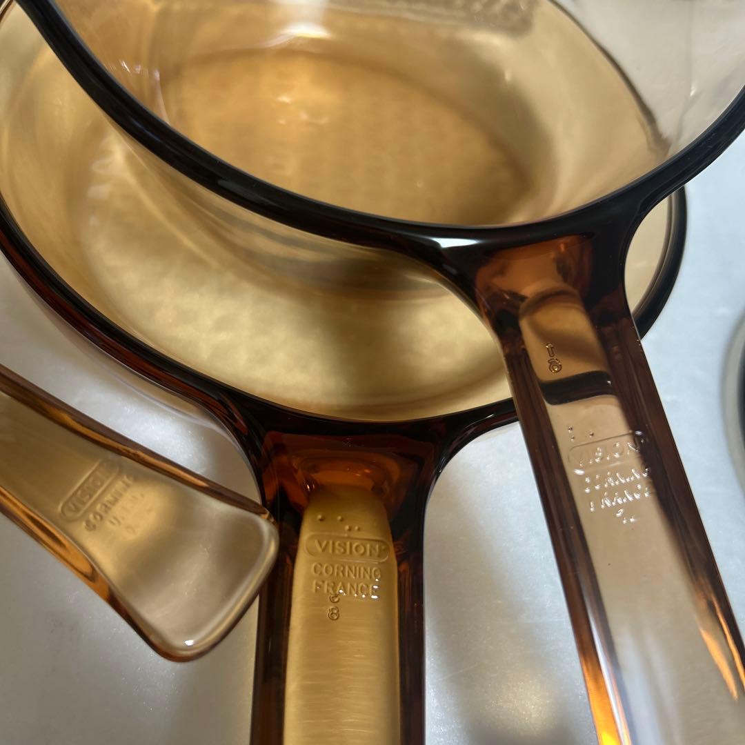 新品 フランス パイロセラムビジョン 超耐熱ガラス片手鍋大 片手鍋小