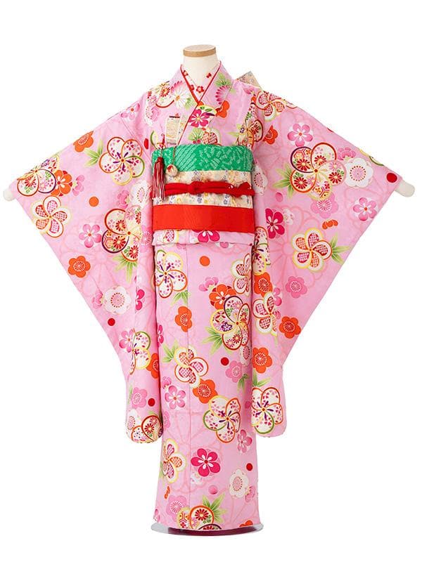 四つ身セット　ねじり梅　ピンク 楽天市場】七五三 着物 7歳 四つ身セット(結び帯セット) 女の子 15点